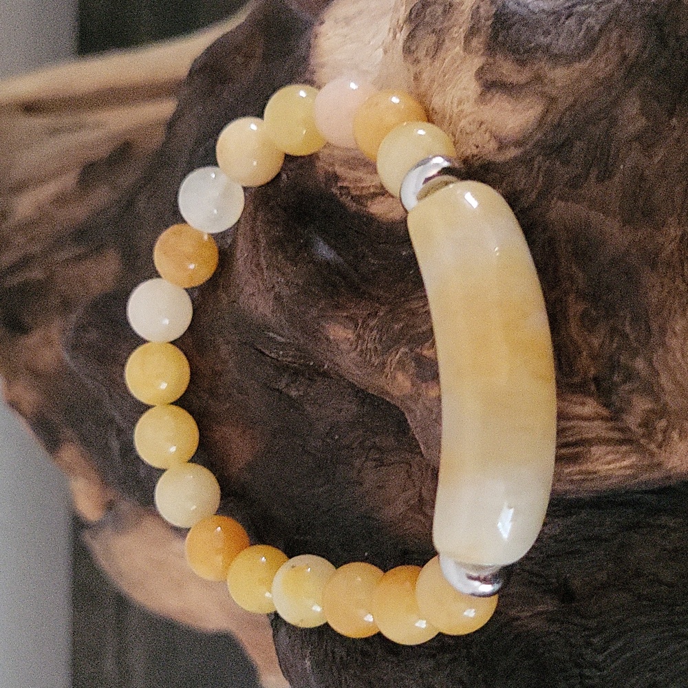 Yellow Jade Gemstone Stretch Bracelet
